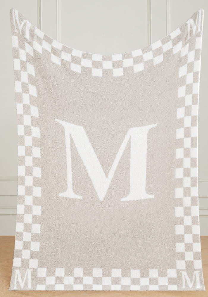 Monogram Initial Buttery Blanket