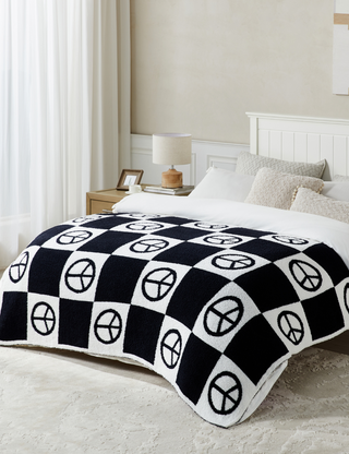 Peace Checkered Buttery Blanket