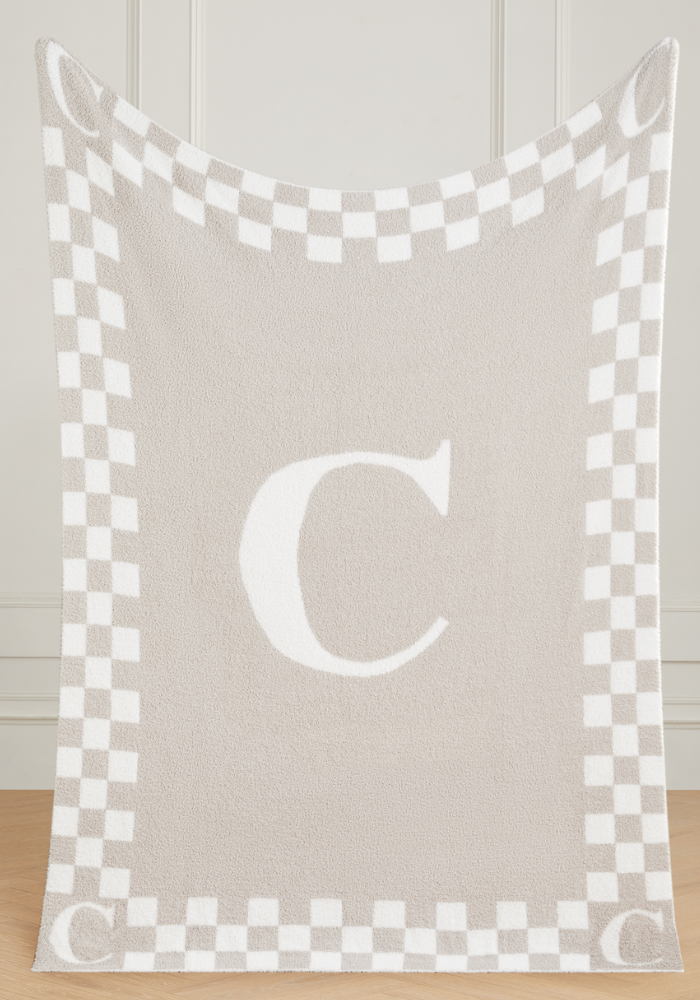 Monogram Initial Buttery Blanket