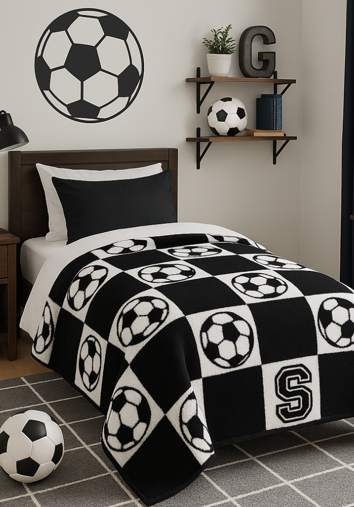 Varsity Collection: Soccer w/ Initial Buttery Blanket