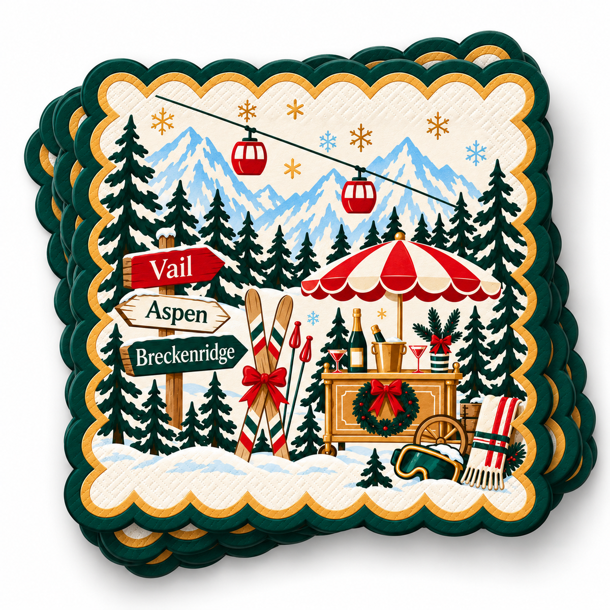 Alpine Christmas cocktail-napkins product mockup