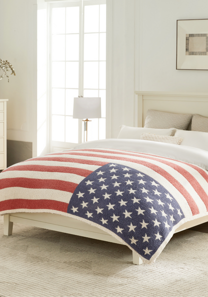 American Flag Buttery Blanket
