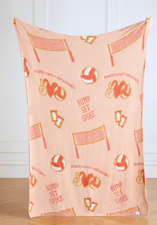 Volleyball Graphics Buttery Blanket- Pink + Gold