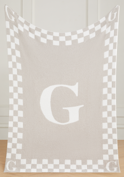 Monogram Initial Buttery Blanket