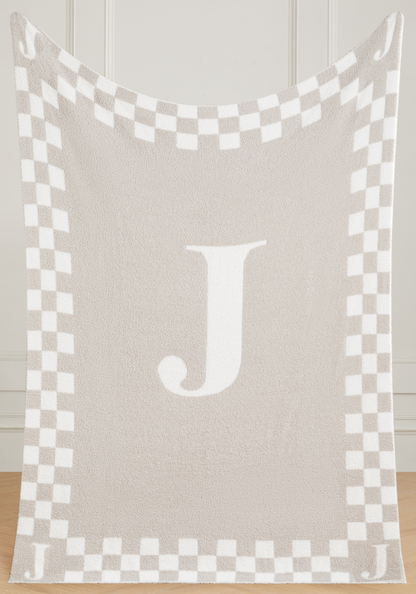 Monogram Initial Buttery Blanket