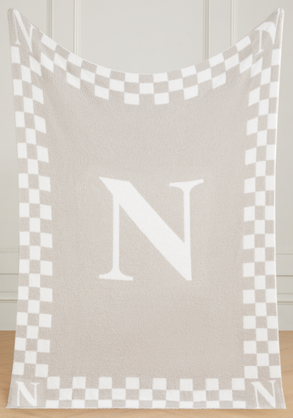 Monogram Initial Buttery Blanket