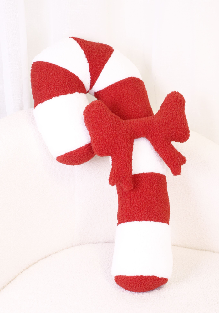 3D Candy Cane with Bow Pillow
