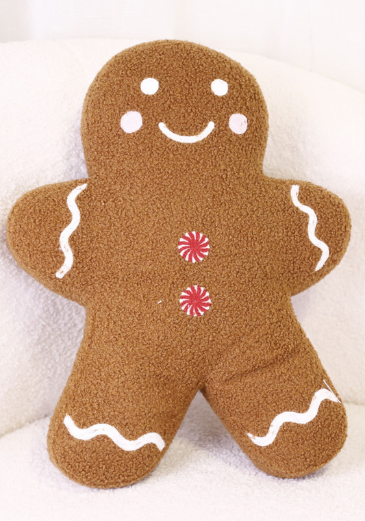 3D Gingerbread Man w/ Peppermint Buttons Pillow
