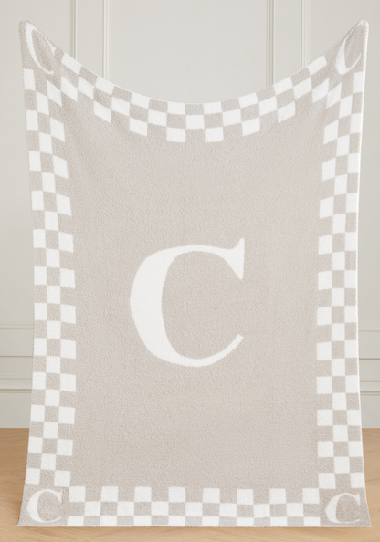 Monogram Initial Buttery Blanket