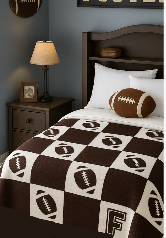 Varsity Collection: Football w/ Initial Buttery Blanket