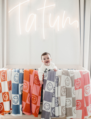 TSC x Tia Booth: Checkered Smiley Children's Blanket