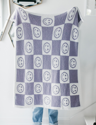 TSC x Tia Booth: Checkered Smiley Children's Blanket- Blue Pre-Order 12-05