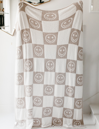 TSC x Tia Booth: Checkered Smiley Buttery Blanket