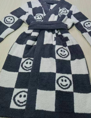 TSC x Tia Booth: Checkered Smiley Buttery Robe