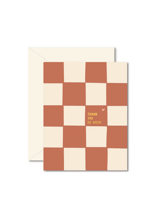 Checkered Thank You Card- Brown
