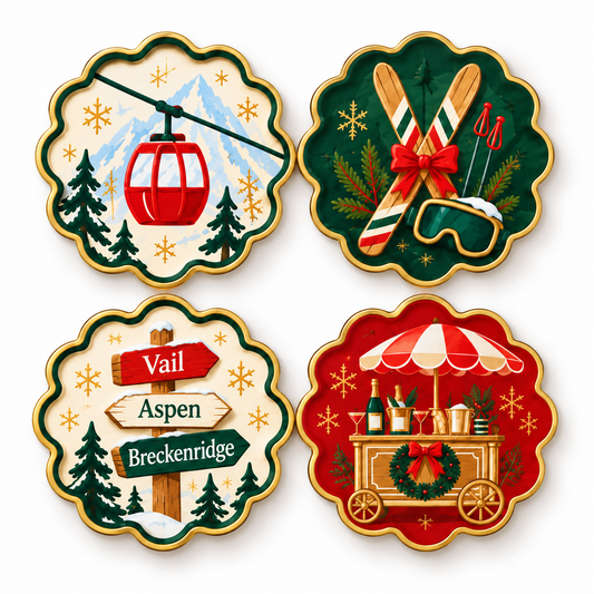 Alpine Christmas coasters product mockup